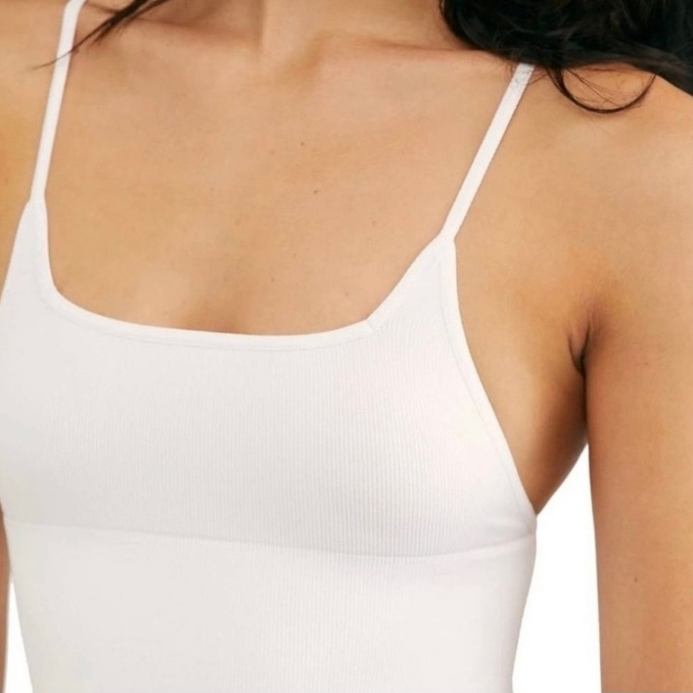 Free People Andi Square Neck Classic White Crop Top - Picture 2 of 2
